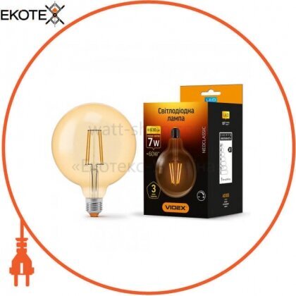 Videx 24561 led лампа videx filament g125fad 7w e27 2200k 220v диммерная