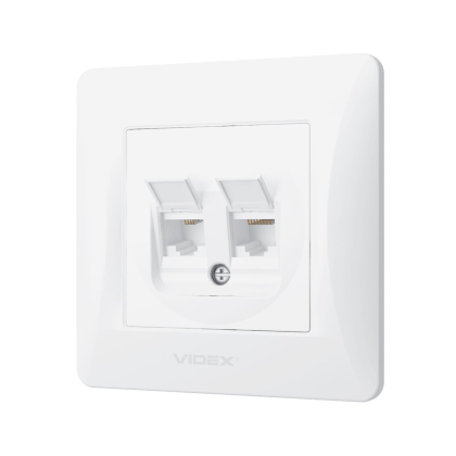 Розетка CAT6+CAT3 подвійна біла VIDEX BINERA, Videx, 24573