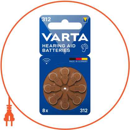 Батарейка VARTA Hearing Aid Batteries 312 BLI 8, Varta, 24607101418