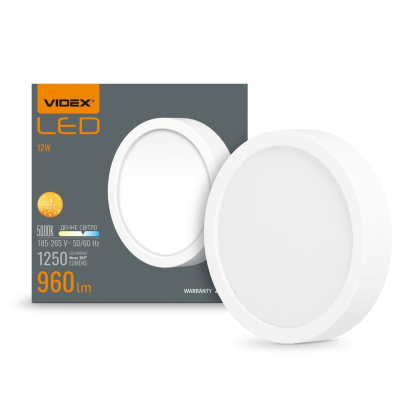 LED Світильник круглий накладний VIDEX 12W 5000K White, Videx, 24627