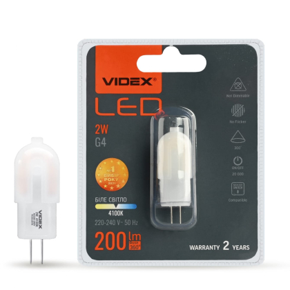 LED лампа VIDEX G4e 2W G4 4100K, Videx, 24632