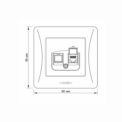 Розетка CAT6 одинарна комп'ютерна кремова VIDEX BINERA, Videx, 24699
