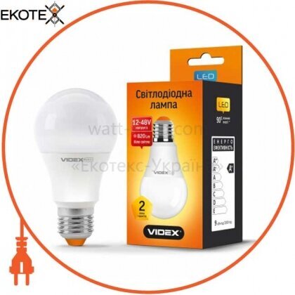 Videx 24851 led лампа videx a60e 9w e27 4100k 12-48v 20шт/ящ