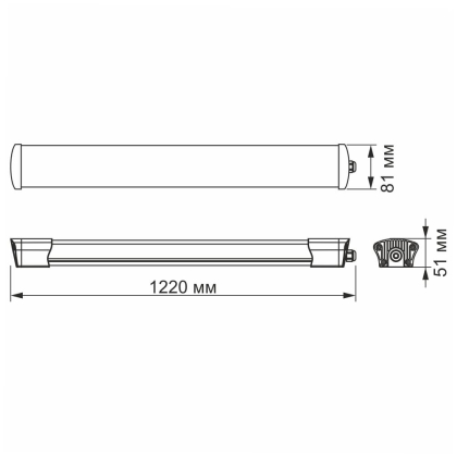 LED світильник IP65 лінійний VIDEX 40W 1,2М 5000K, Videx, 24868