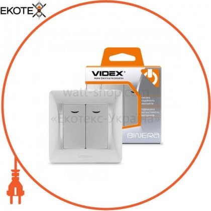 Videx 24895 videx binera выключатель 2кл с подсветкой серебряный шёлк (vf-bnsw2l-ss) (20/120)