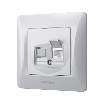 Розетка CAT6 одинарна комп'ютерна срібний шовк VIDEX BINERA, Videx, 24904