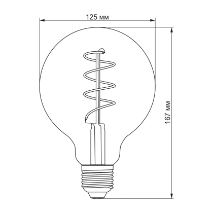 LED лампа VIDEX Filament G125FASD 5W E27 2200K дімерна бронза, Videx, 25013