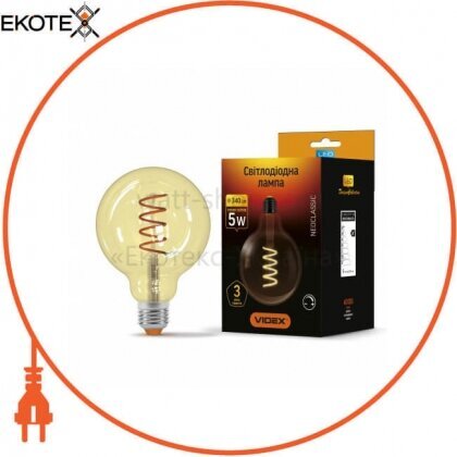 Videx 25013 led лампа videx filament g125fasd 5w e27 2200k 220v диммерная