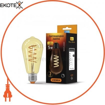 Videx 25014 led лампа videx filament st64fasd 5w e27 2200k 220v диммерная