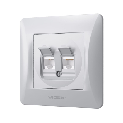 Розетка CAT6+CAT3 подвійна срібний шовк VIDEX BINERA, Videx, 25036