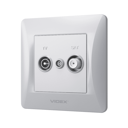 Розетка TV+SAT кінцева срібний шовк VIDEX BINERA, Videx, 25037