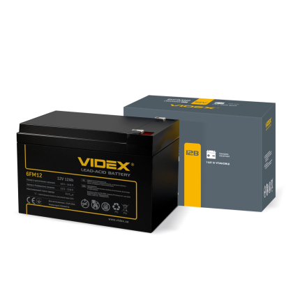 Акумулятор свинцево-кислотний  Videx 6FM12 12V/12Ah color box 1, Videx, 25078