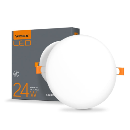 LED світильник безрамковий круглий VIDEX 24W 4100K, Videx, 25140