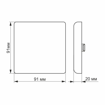 LED світильник безрамковий квадратний VIDEX 9W 4100K, Videx, 25141