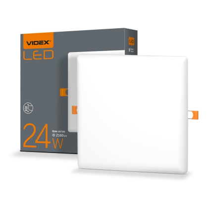LED світильник безрамковий квадратний VIDEX 24W 4100K, Videx, 25143