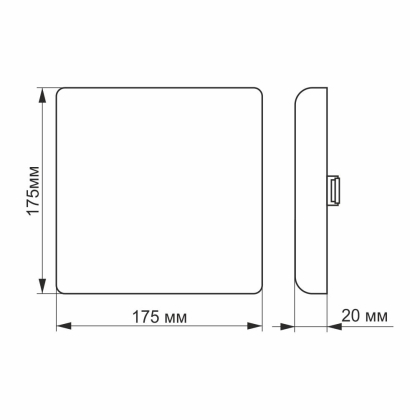 LED світильник безрамковий квадратний VIDEX 24W 4100K, Videx, 25143