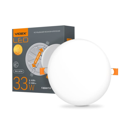 LED світильник безрамковий круглий VIDEX 33W 4100K, Videx, 25144