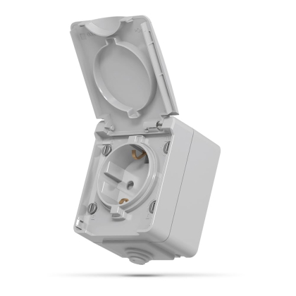 IP65 Розетка зовнішня одинарна із заземленням сіра VIDEX BINERA, Videx, 25185