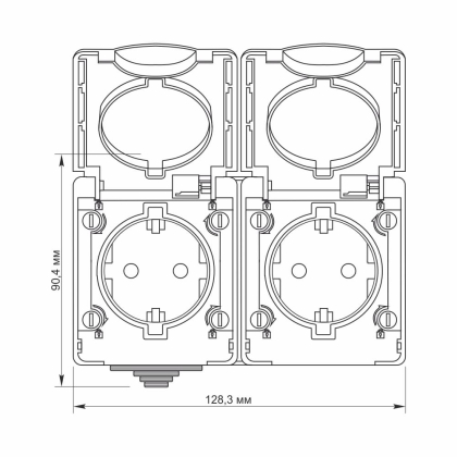 IP65 Розетка зовнішня подвійна із заземленням сіра VIDEX BINERA, Videx, 25186