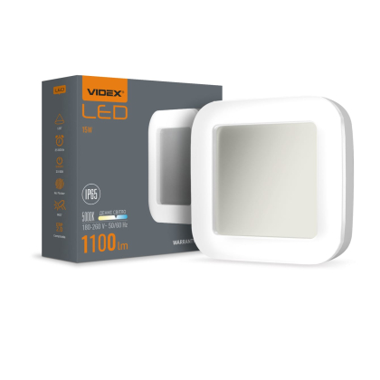 LED світильник ART IP65 квадратний VIDEX 15W 5000K, Videx, 25246