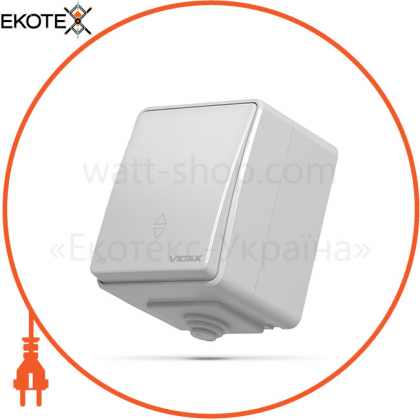 VIDEX BINERA IP65 Выключатель наружный 1кл проходной серый (VF-BNW11P-G) (10/100)
