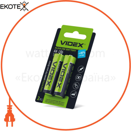 Батарейка лужна Videx LR6/AA 2шт SMALL BLISTER