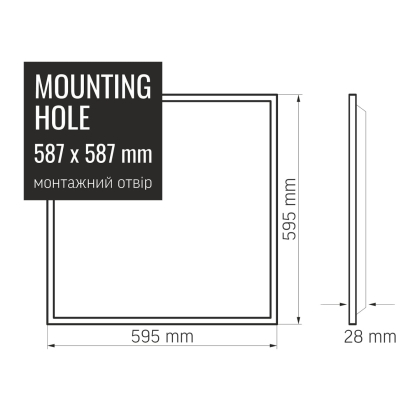 LED панель VIDEX 48W 6000K матова 2шт/упак, Videx, 25464