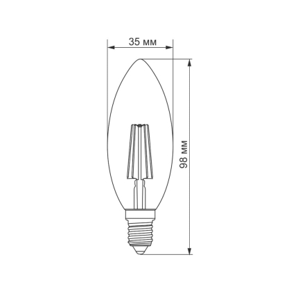 LED лампа TITANUM  Filament C37 4W E14 4100K, Titanum, 25523