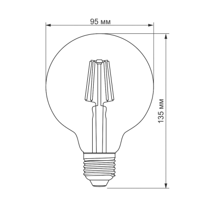 LED лампа TITANUM  Filament G95 6W E27 2200K бронза, Titanum, 25528