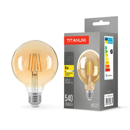 LED лампа TITANUM  Filament G95 6W E27 2200K бронза, Titanum, 25528