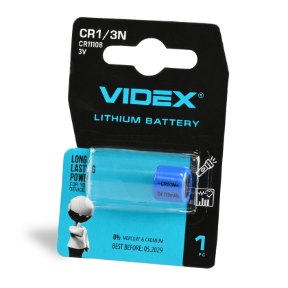 Батарейка літієва Videx CR1/3N 1шт BLISTER, Videx, 25724