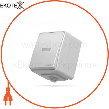 Videx 25725 videx binera ip65 выключатель наружный 1кл с подсветкой серый (vf-bnw11l-g) (10/100)