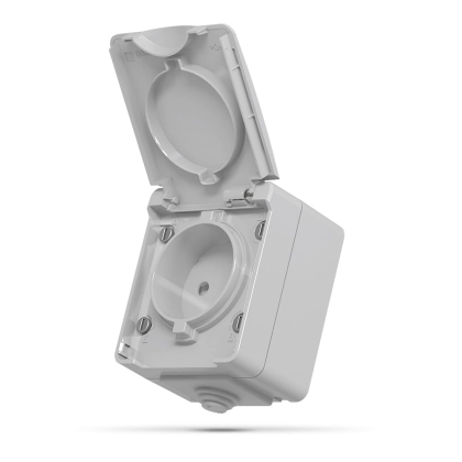 IP65 Розетка зовнішня одинарна сіра VIDEX BINERA, Videx, 25727