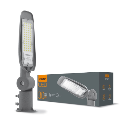 LED вуличний ліхтар VIDEX (поворотний) 30W 5000K Сірий, Videx, 25744