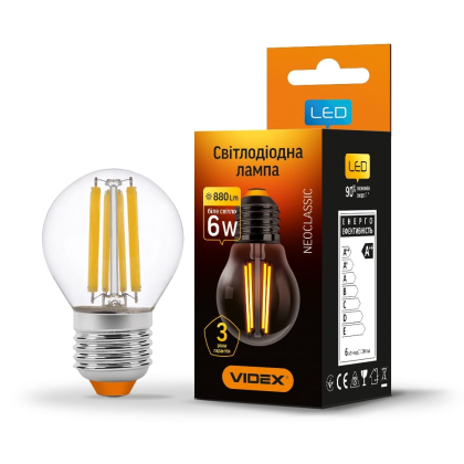 LED лампа VIDEX Filament G45F 6W E27 4100K, Videx, 25799