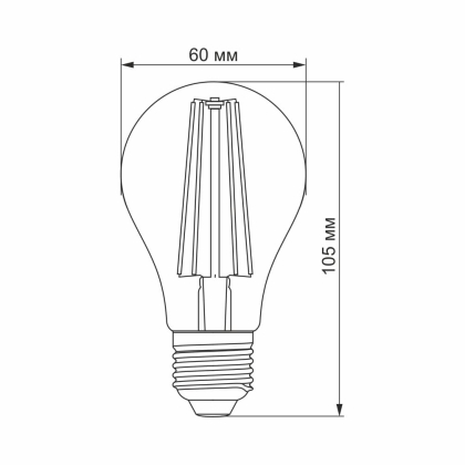 LED лампа VIDEX Filament A60FF 08W E27 1200K, Videx, 25883