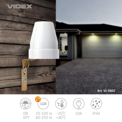 Датчик освітленості VIDEX VL-SN02 10A 220V фотометричний, Videx, 25887