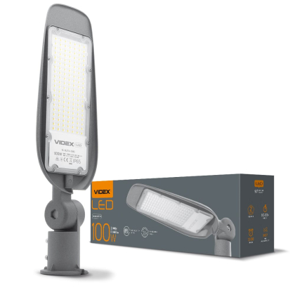 LED вуличний ліхтар VIDEX (поворотний) 100W 5000K Сірий, Videx, 25909