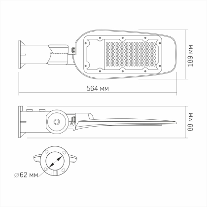 LED вуличний ліхтар VIDEX (поворотний) 100W 5000K Сірий, Videx, 25909