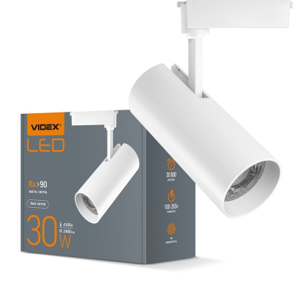 LED світильник трековий VIDEX 30W 4100K білий, Videx, 25916