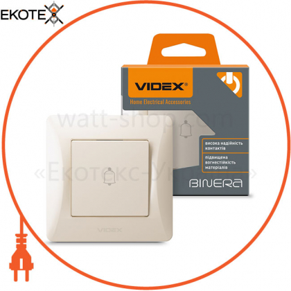 VIDEX BINERA Кнопка дзвінка 1кл кремова (VF-BNDB1-CR) (20/120)