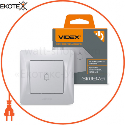 VIDEX BINERA Кнопка дзвінка 1кл срібний шовк (VF-BNDB1-SS) (20/120)