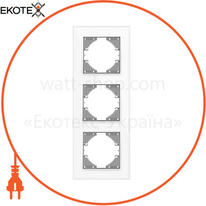 VIDEX BINERA Рамка белое стекло 3 поста вертикальная (VF-BNFRG3V-W) (6/48)