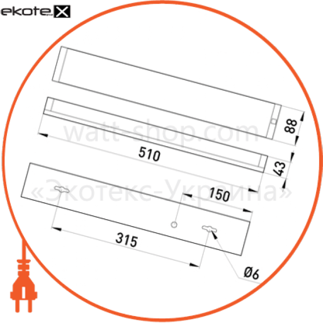 Enext l001057 светильник люминесцентный e.lum.зh.2101.1.15 с электронным балластом с лампой т8