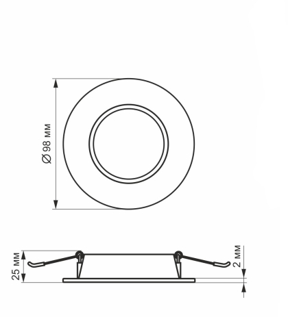 LED світильник Back вбудований круглий VIDEX 4W 5000K, Videx, 26337