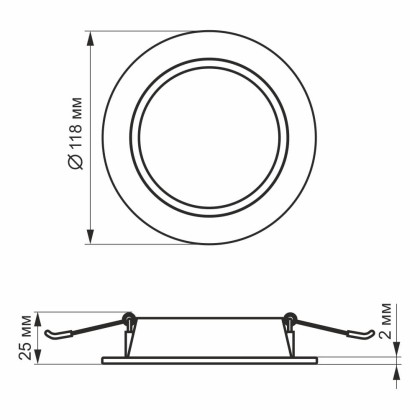 LED світильник Back вбудований круглий VIDEX 6W 5000K, Videx, 26338
