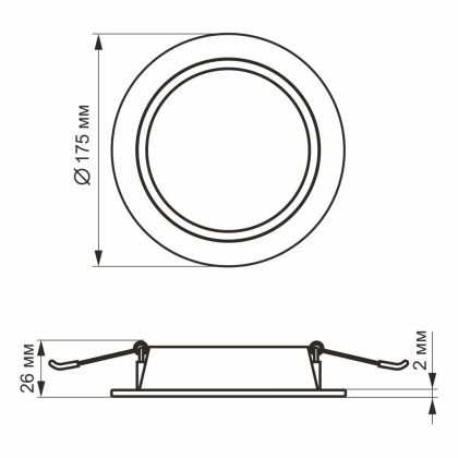 LED світильник Back вбудований круглий VIDEX 15W 5000K, Videx, 26339