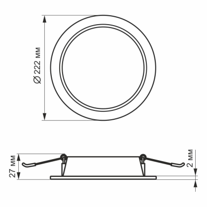LED світильник Back вбудований круглий VIDEX 20W 5000K, Videx, 26340