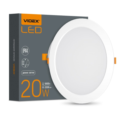 LED світильник Back вбудований круглий VIDEX 20W 5000K, Videx, 26340