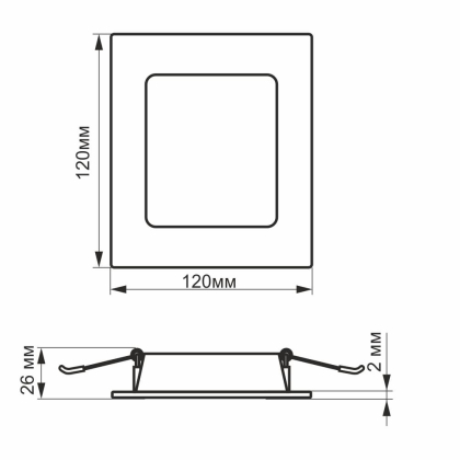 LED світильник Back вбудований квадрат VIDEX 6W 5000K, Videx, 26341